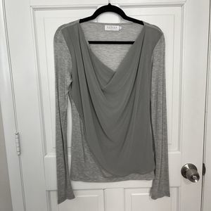 Velvet By Graham Spencer Blouse Womens M Grey Cowl Neck Long Sleeves Lightweight
